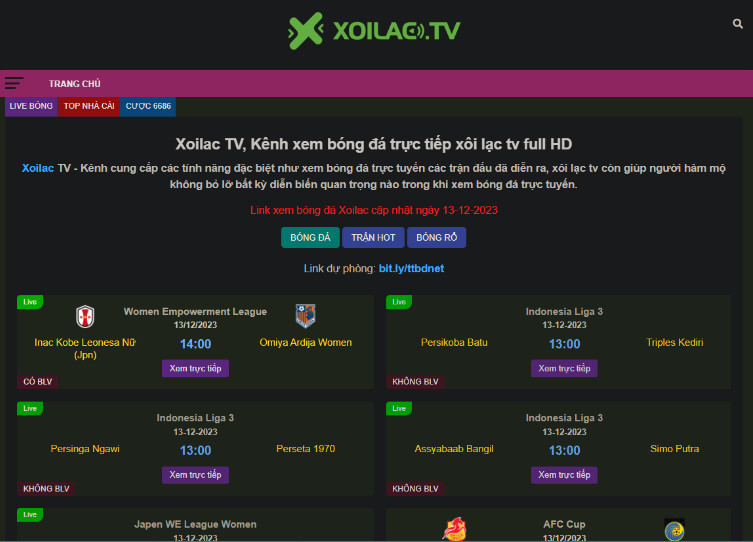 Tất cả trận đấu bóng đá trong và ngoài nước đều được cập nhật đầy đủ Tất cả trận đấu bóng đá trong và ngoài nước đều được cập nhật đầy đủ