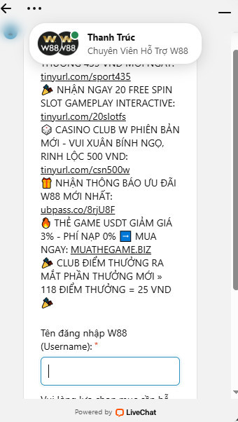 Liên hệ w88 với nhân viên nhà cái